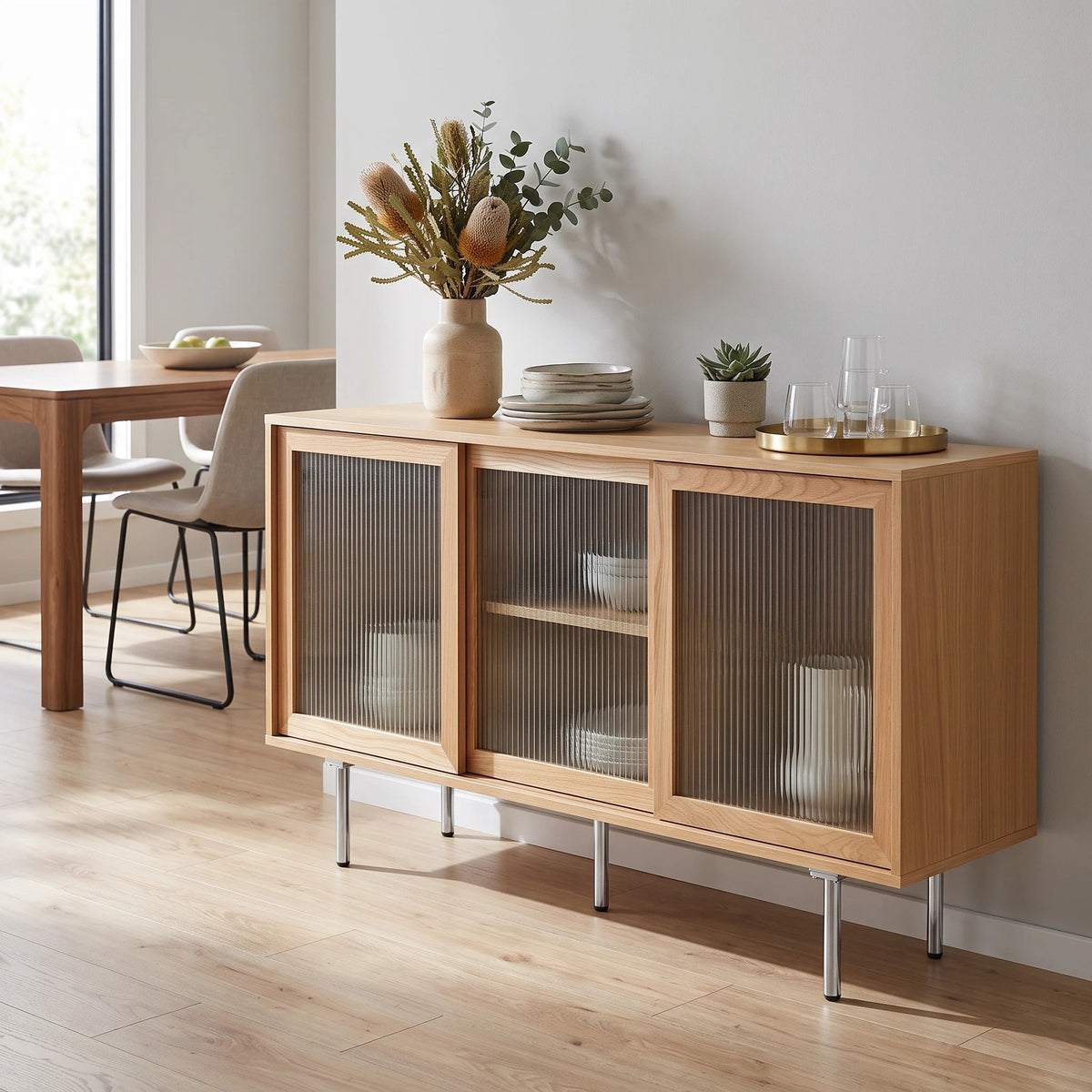Hirtshals 160cm Oak Veneer TV Entertainment Stand