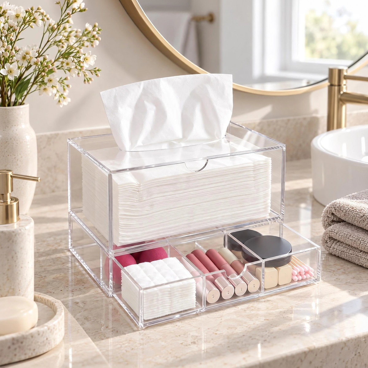 Linnégatan Acrylic Tissue Box with Drawer