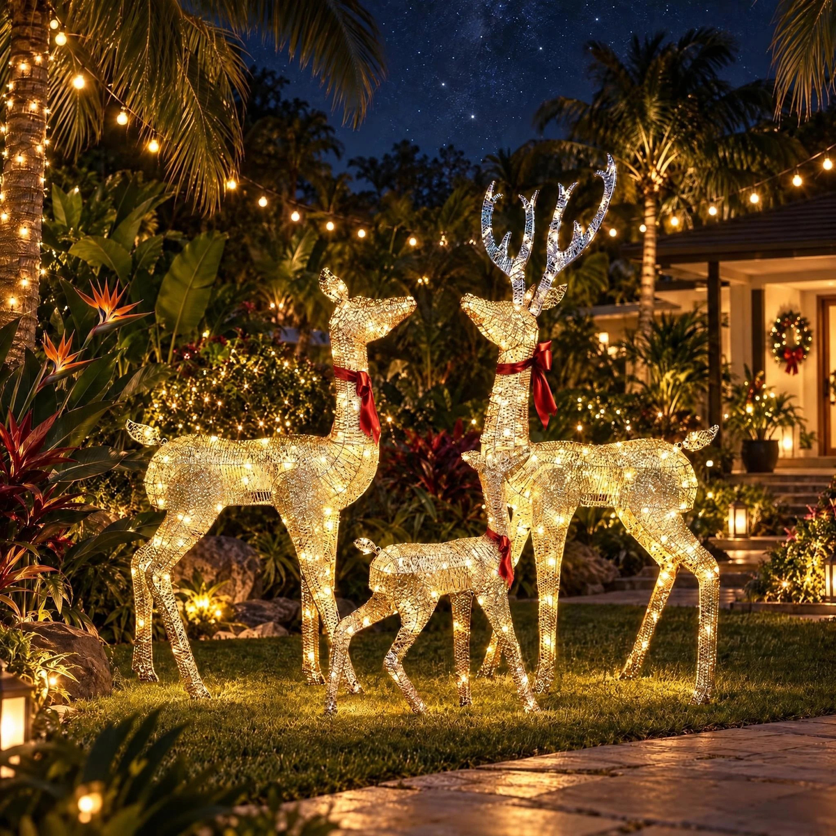 Mariefred 3 Pcs Reindeer Family Christmas Lights