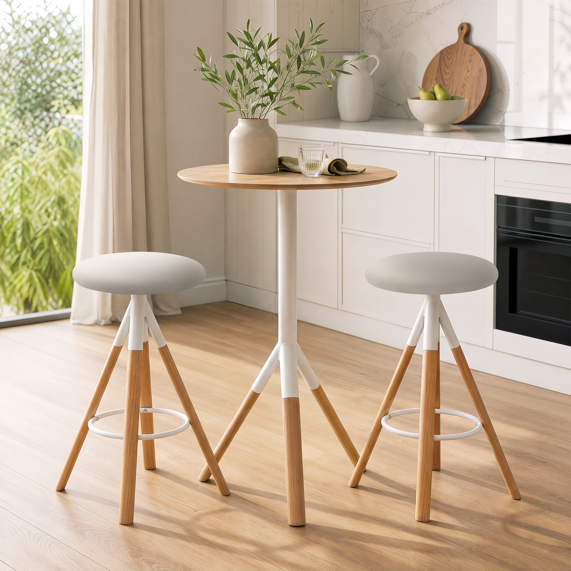 Storgata Bar Table Set with 2 Solid Oak Barstools