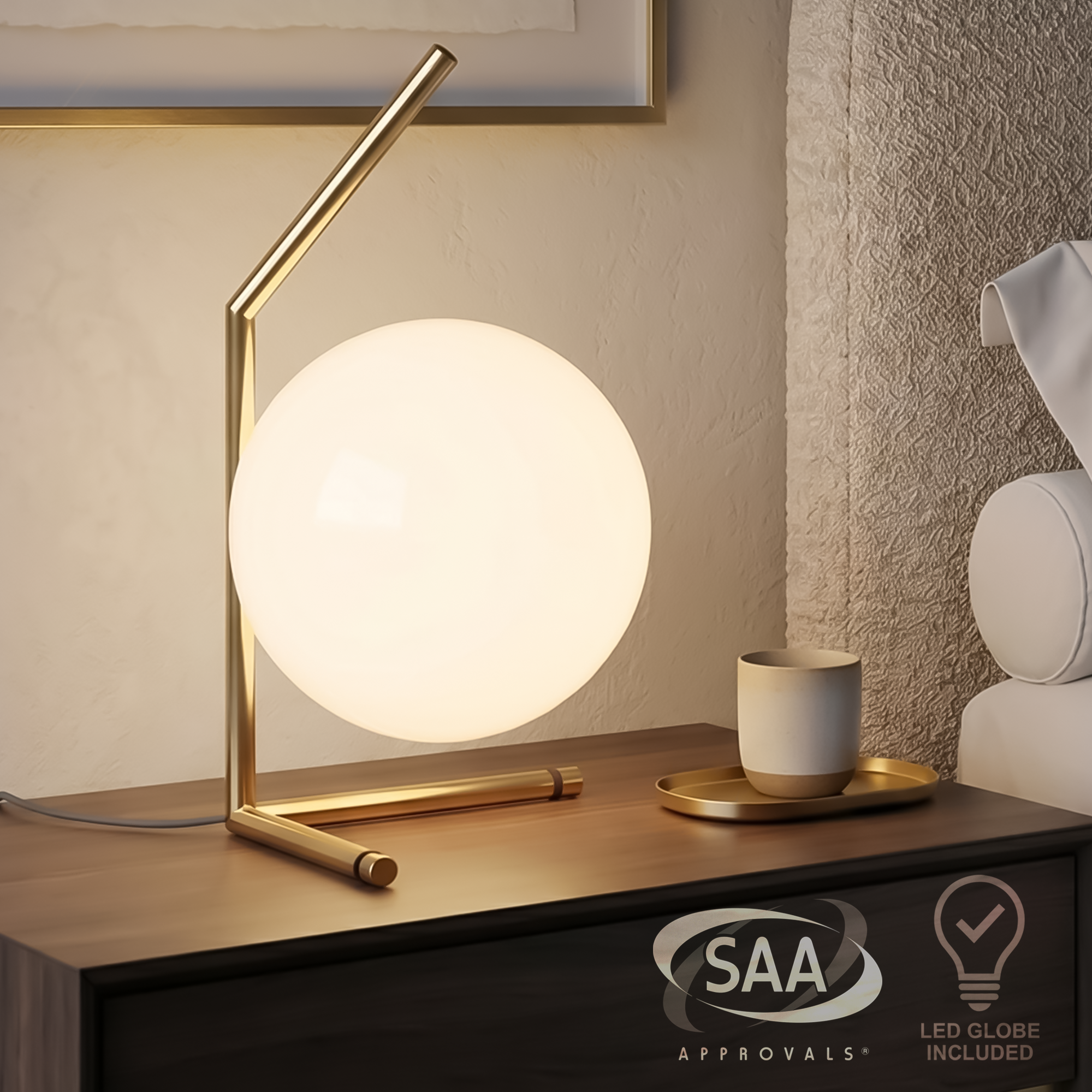 Milano Glass Globe Table Lamp - Gold