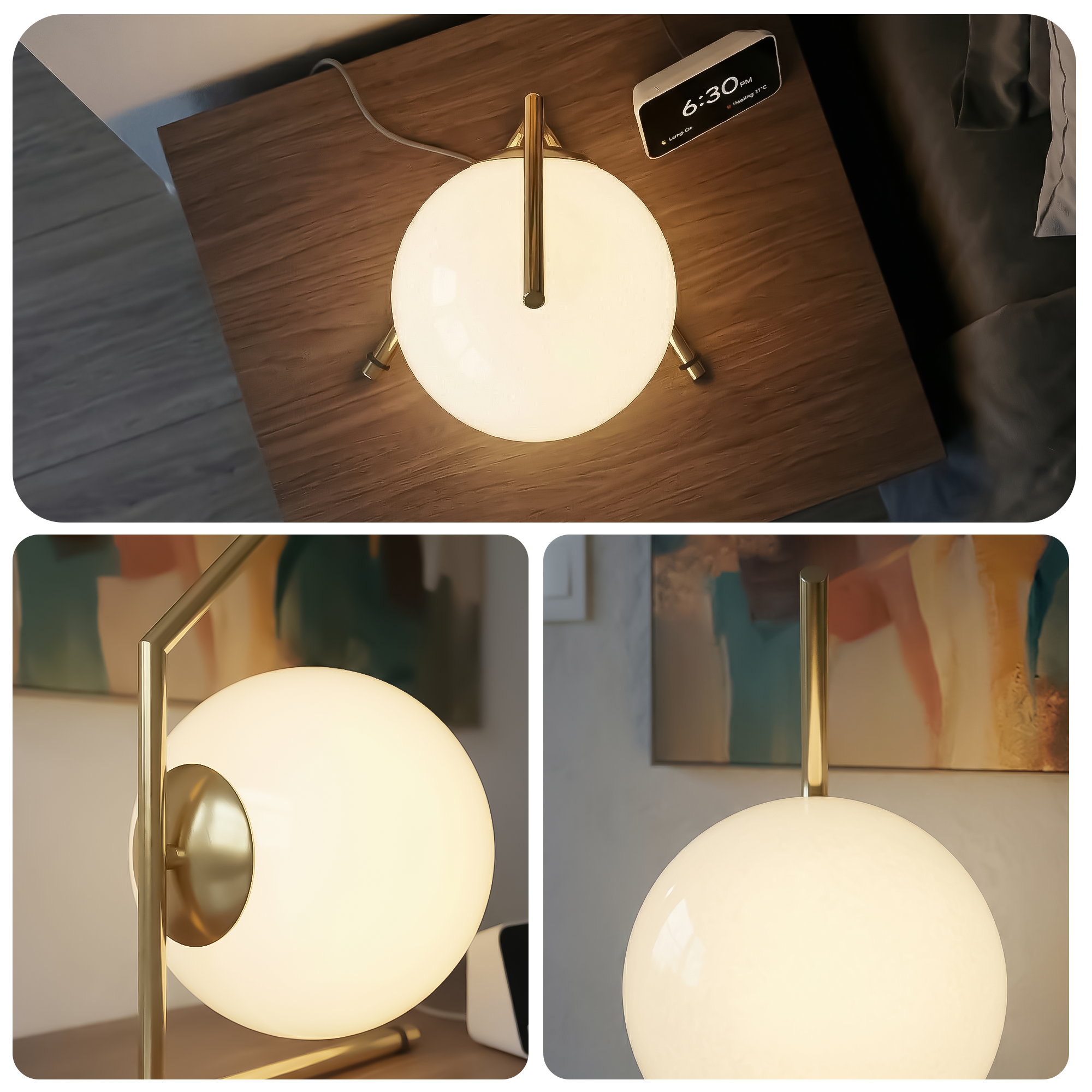 Milano Glass Globe Table Lamp - Gold
