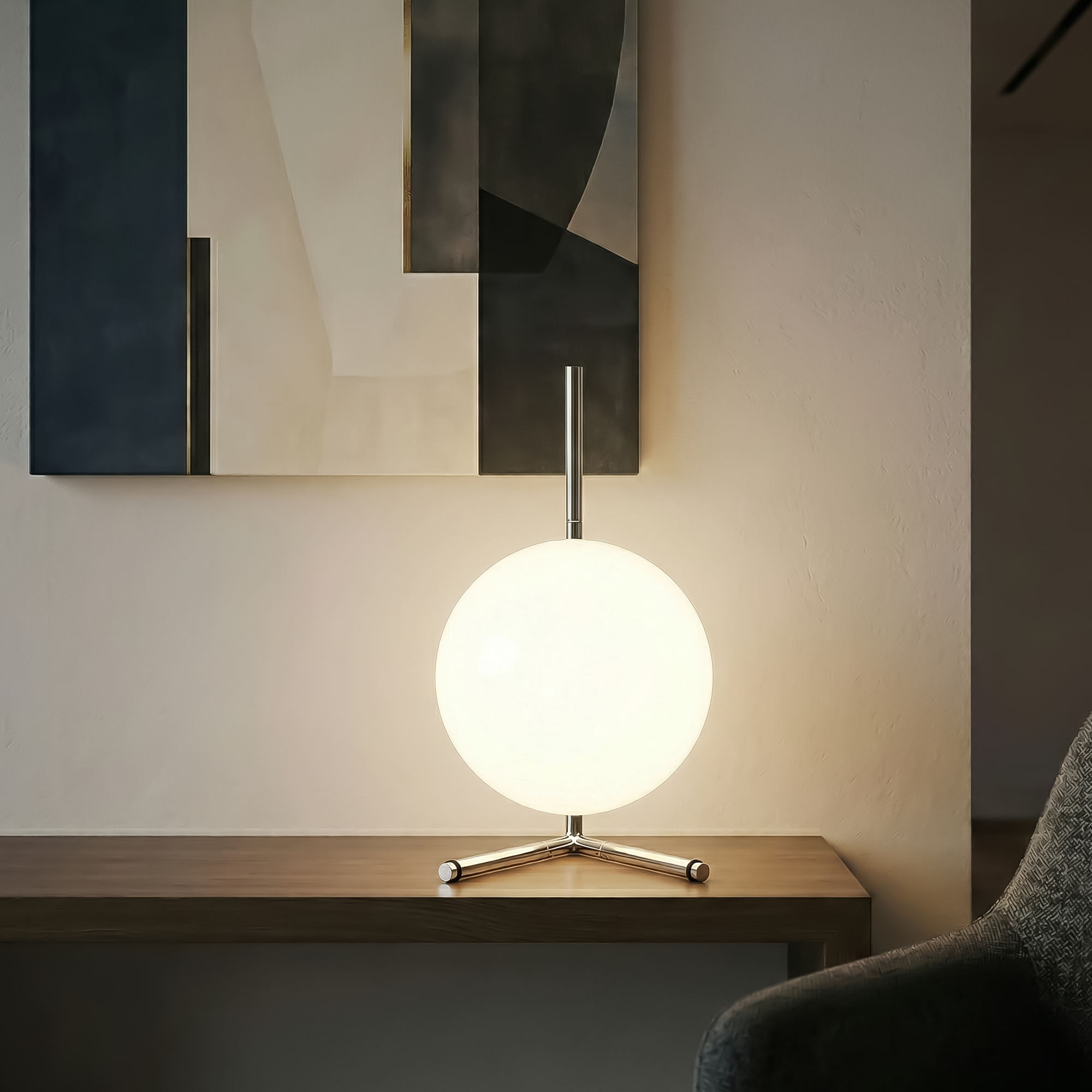 Milano Glass Globe Table Lamp - Silver