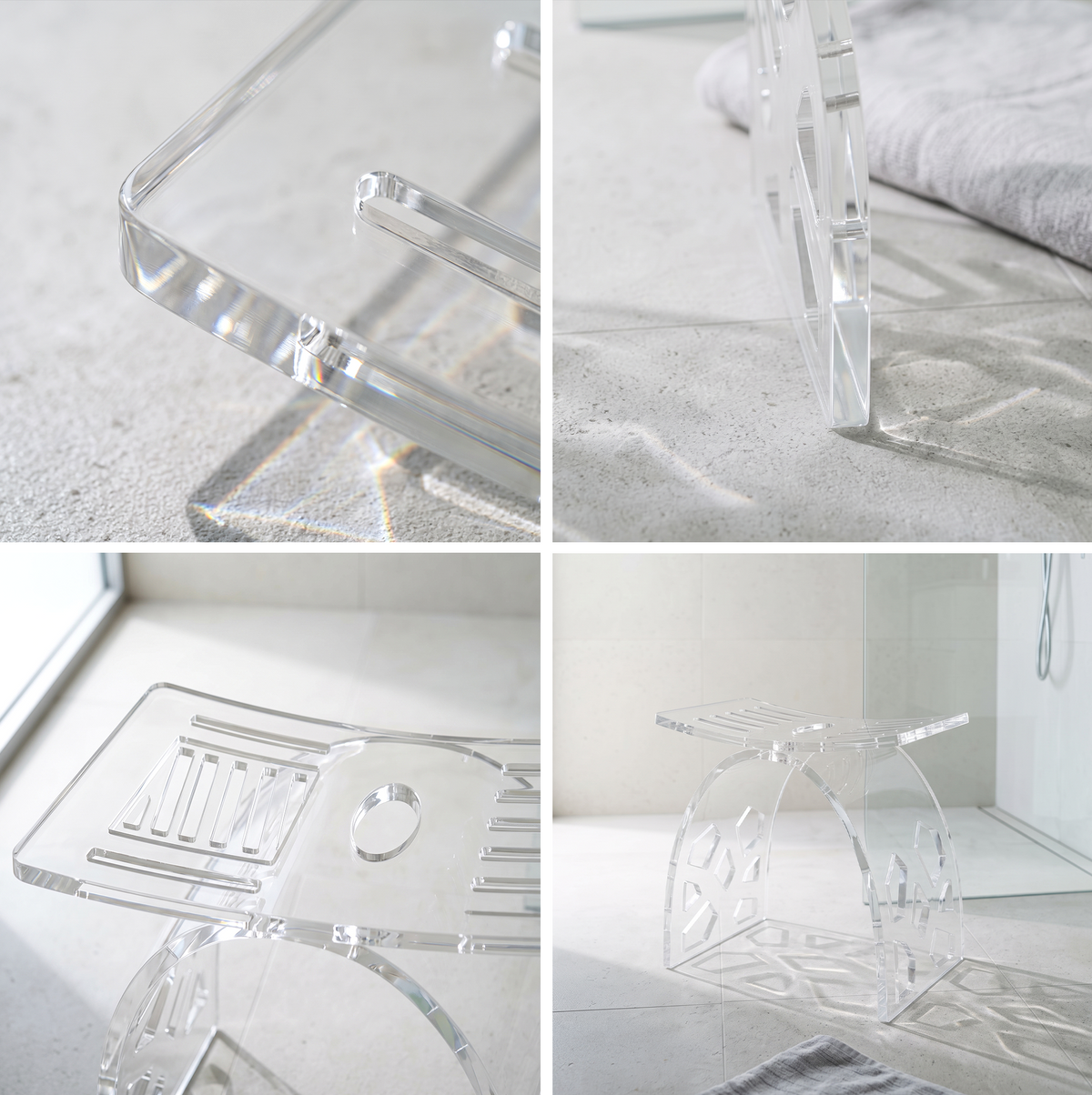 Vestergade Clear Acrylic Bath Shower Stool