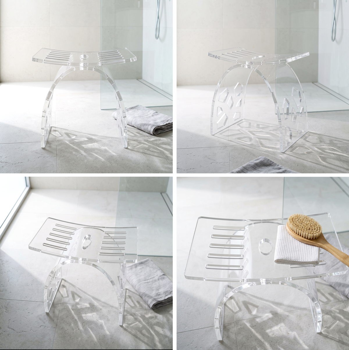 Vestergade Clear Acrylic Bath Shower Stool