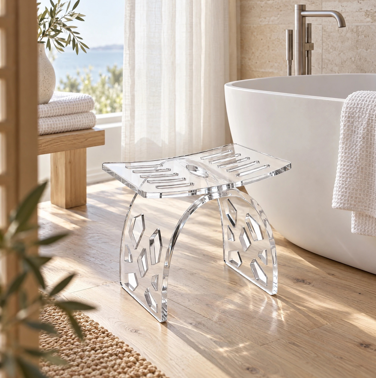 Vestergade Clear Acrylic Bath Shower Stool
