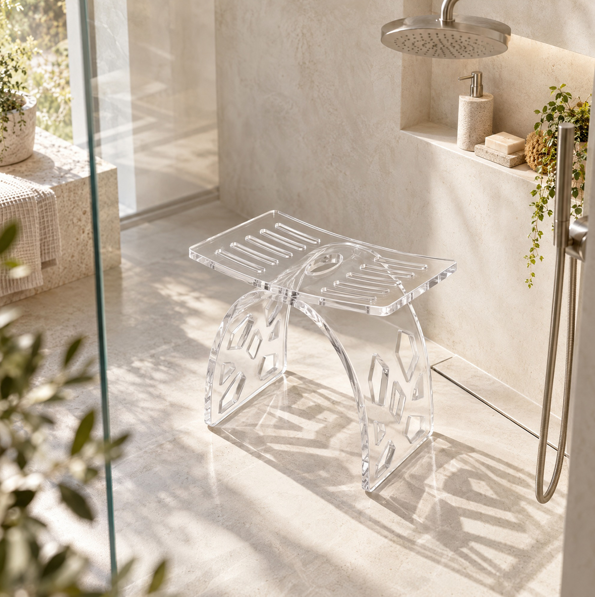 Vestergade Clear Acrylic Bath Shower Stool
