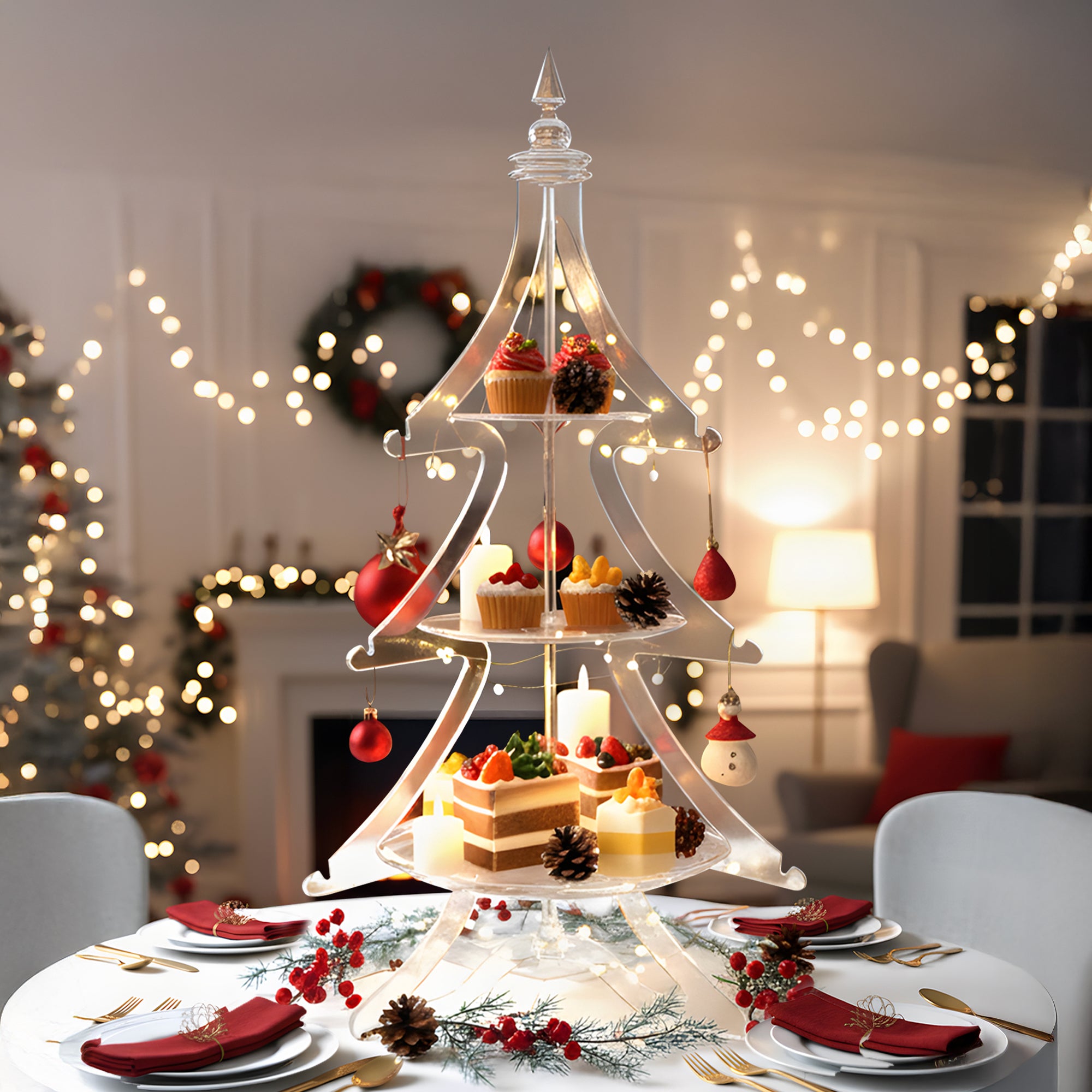 Götgatan 3-Tier Acrylic Christmas Tree Dessert Stand