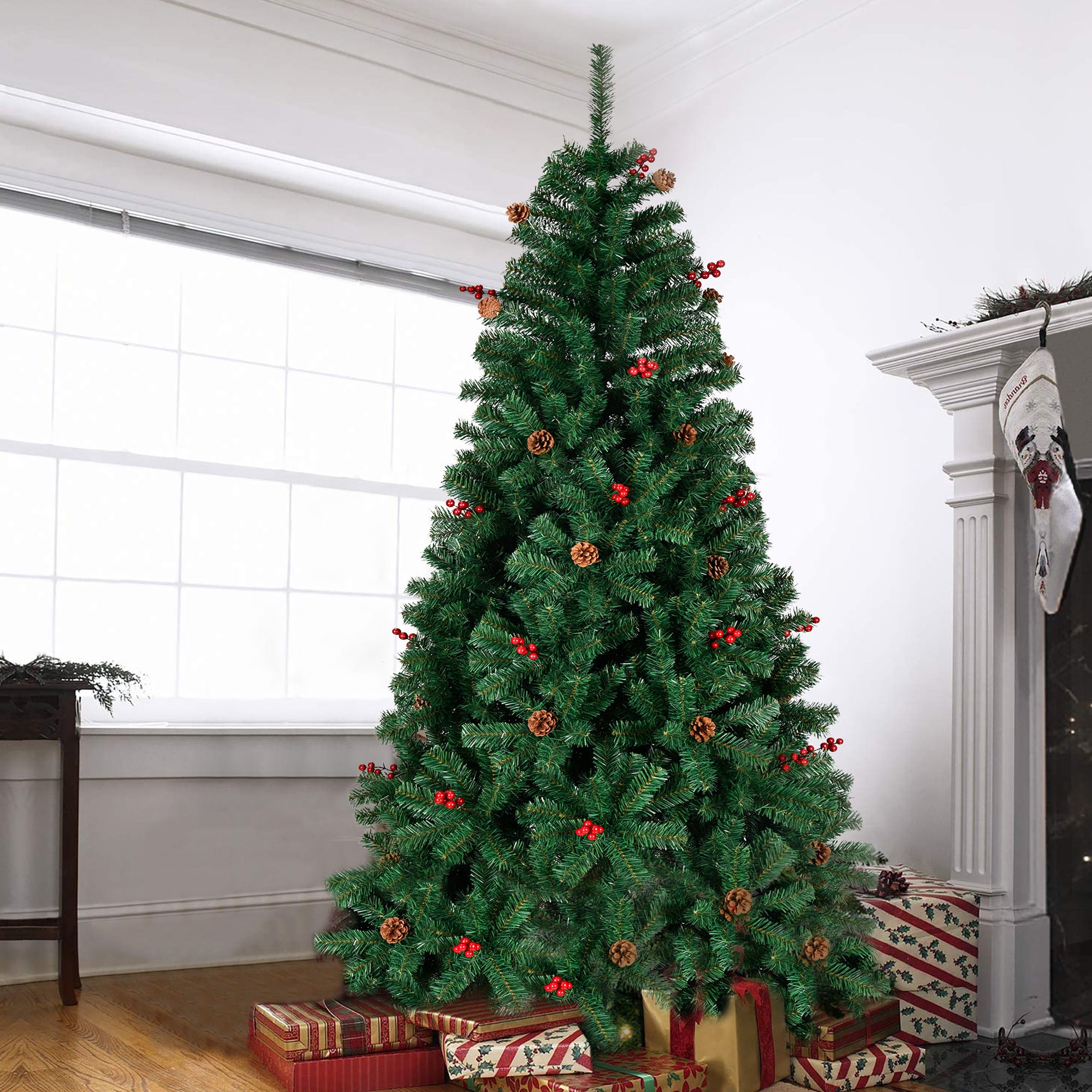 FESTIVA 2.1m Pre-decorated Classic Green Christmas Tree